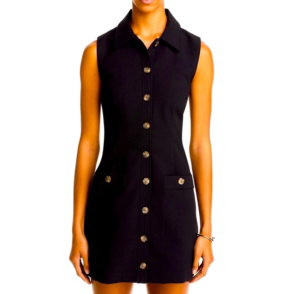 French Connection Azra button front shirt dress. Black. Size 6. - Picture 3 of 7